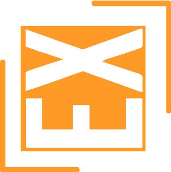 Orangefarbene Bildmarke „EX“ von EXIMIE